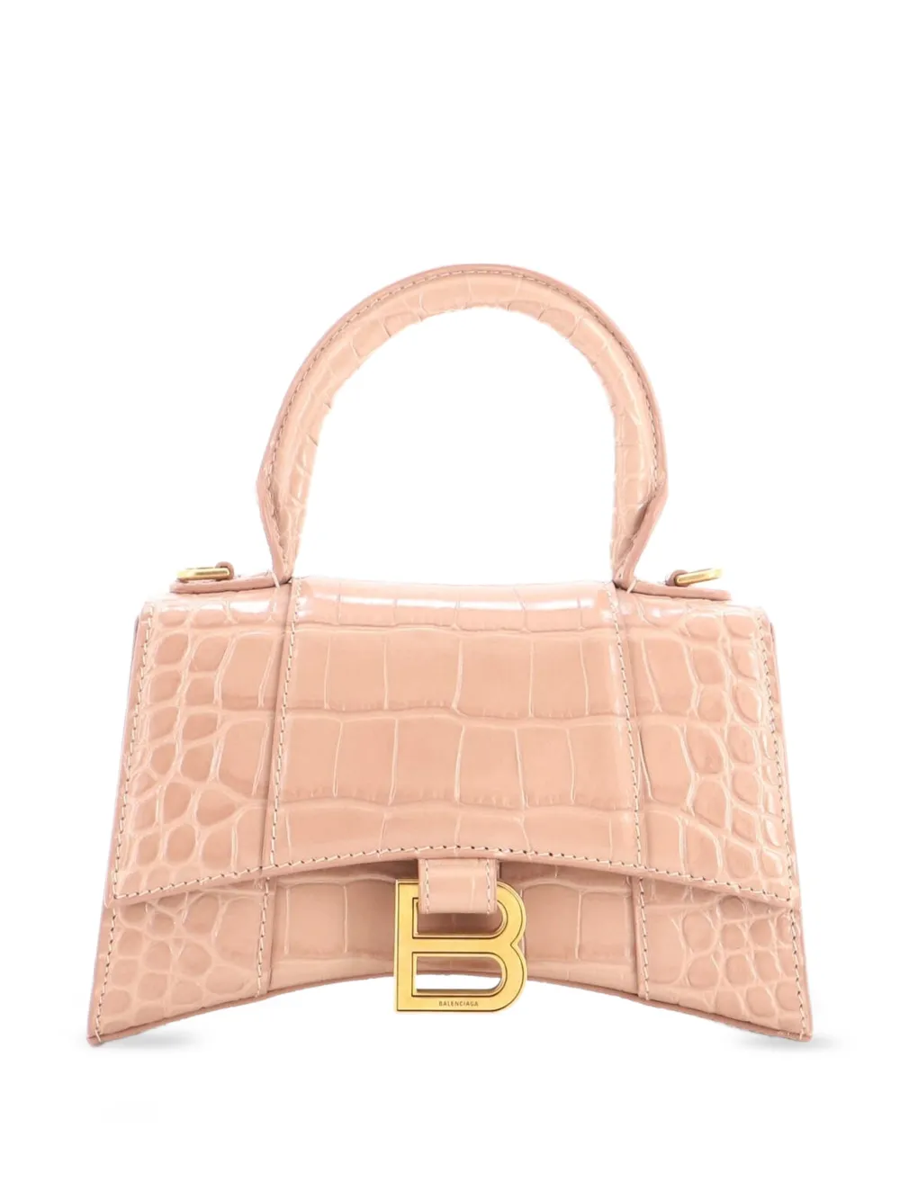 Balenciaga Pre-Owned Borsa a tracolla Hourglass XS in pelle goffrata effetto coccodrillo con manico - Toni neutri