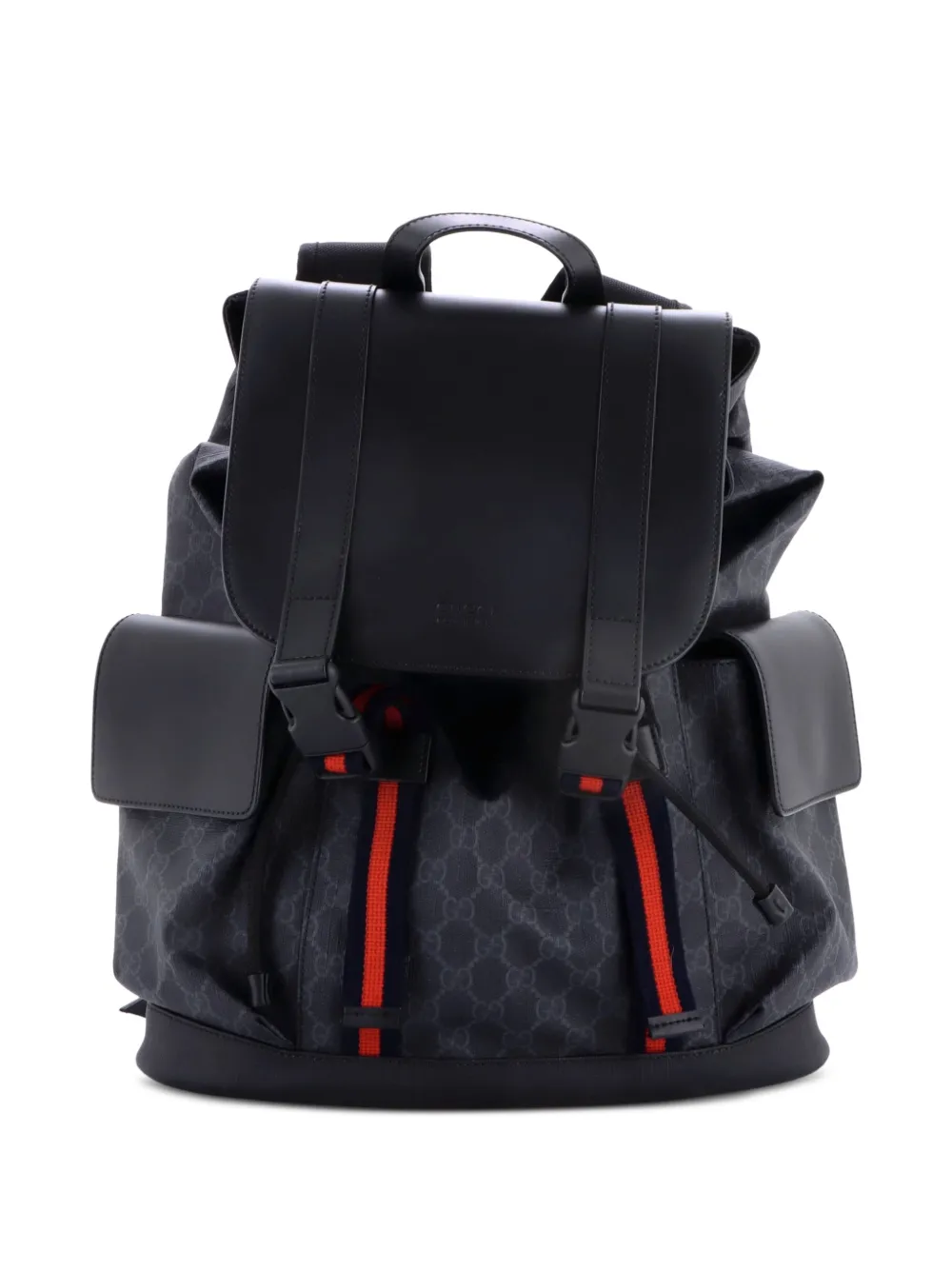 Gucci Pre-Owned Zaino grande in tela cerata con fibbia GG e doppia tasca - Nero