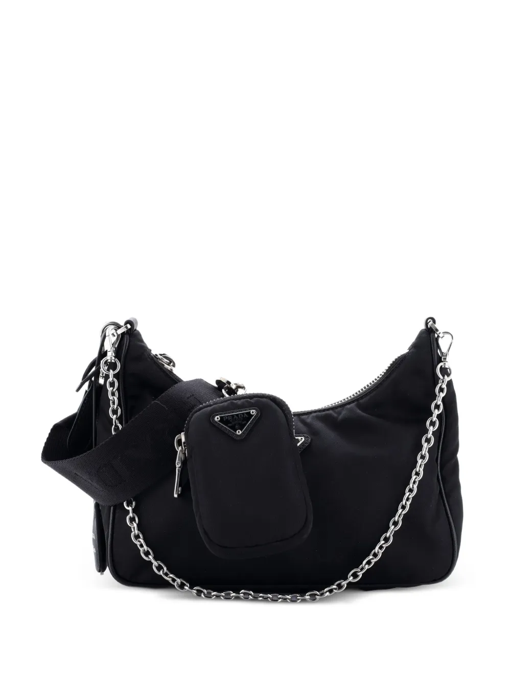 Prada Pre-Owned Borsa a spalla Re-Edition 2005 piccola in tessuto con tracolla - Nero