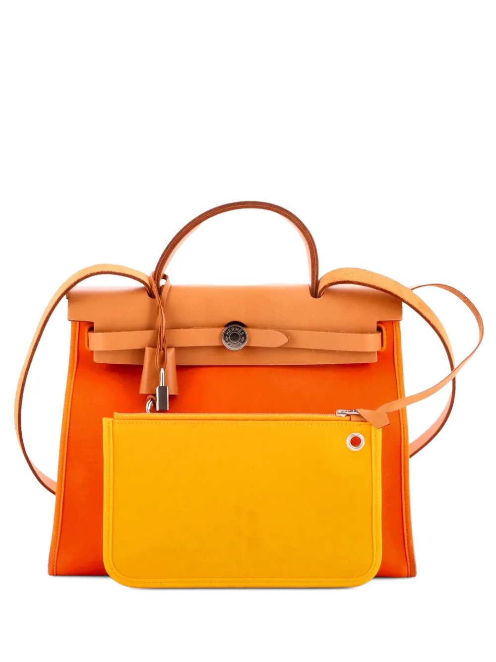 Hermès Pre-Owned Herbag Zip Leather and Toile 31 shoulder bag - Orange