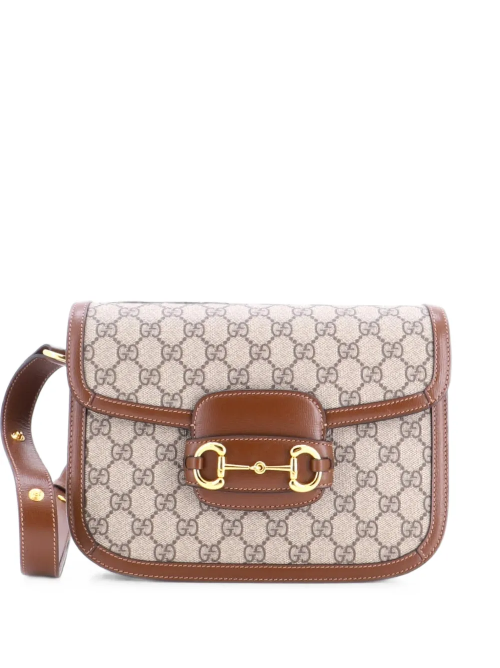 Gucci Pre-Owned Borsa a tracolla East West Horsebit 1955 in tela cerata GG e pelle - Marrone