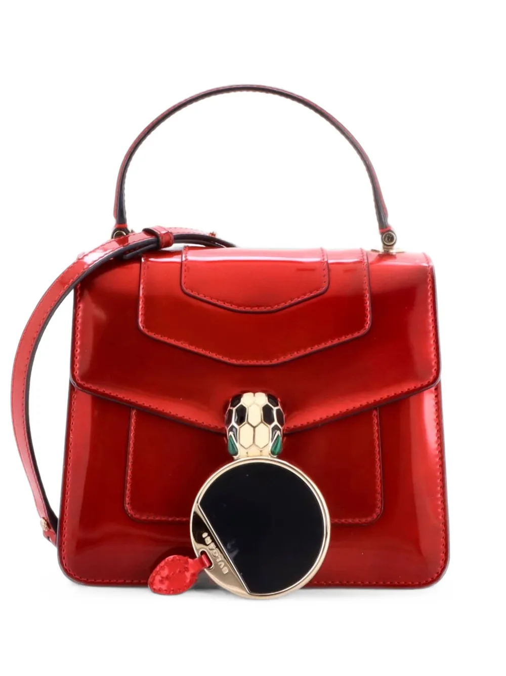 Bvlgari Pre-Owned Kleine Serpenti Satchel-Tasche aus Lackleder - Rot