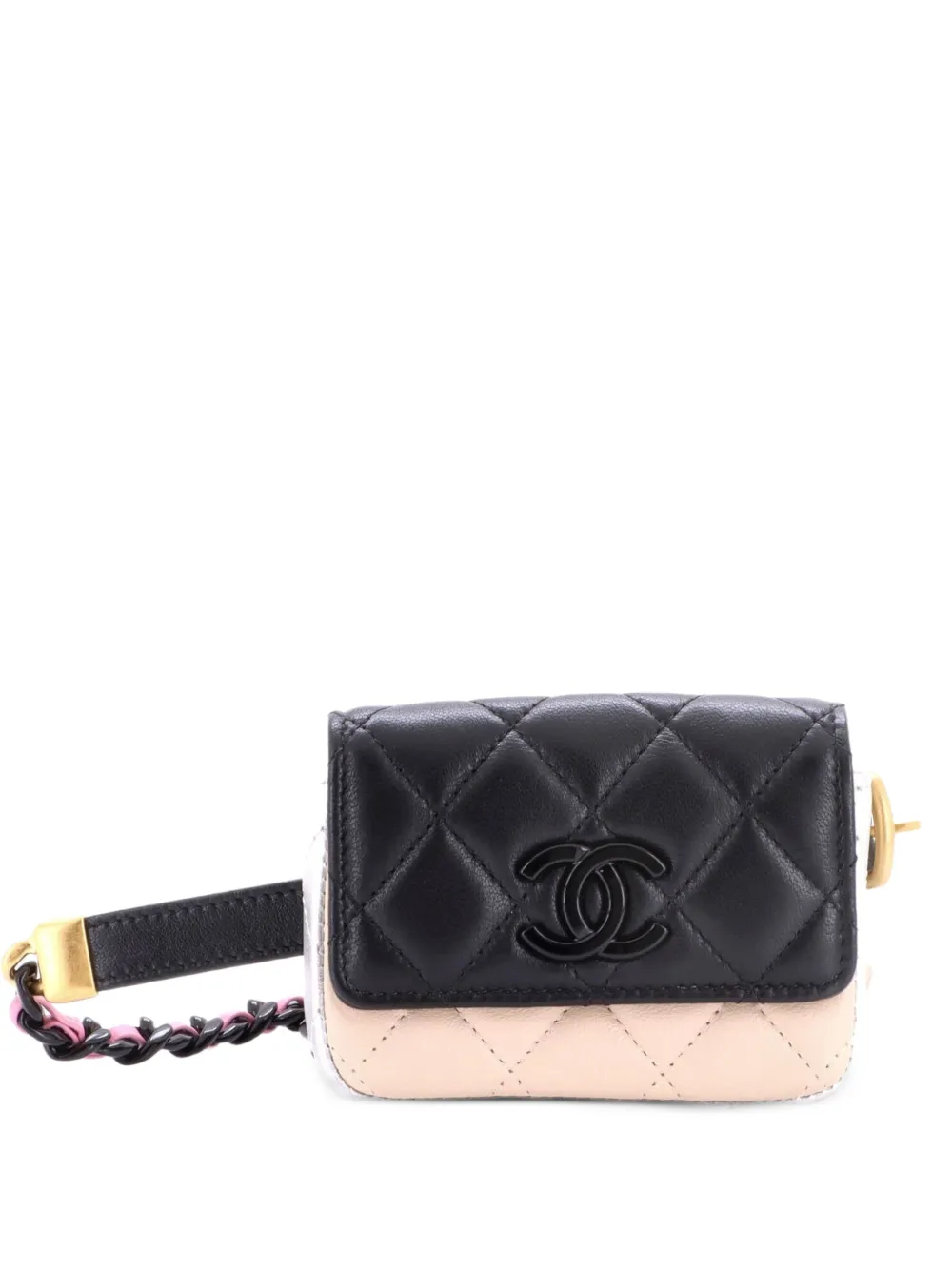 CHANEL Pre-Owned Marsupio CC in pelle di agnello trapuntata con battente e catena in resina - Multicolore