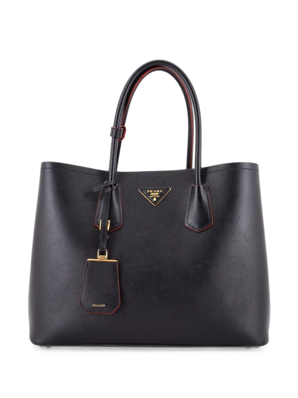 Prada Pre-Owned Borsa tote Cuir Double media in pelle Saffiano - Nero