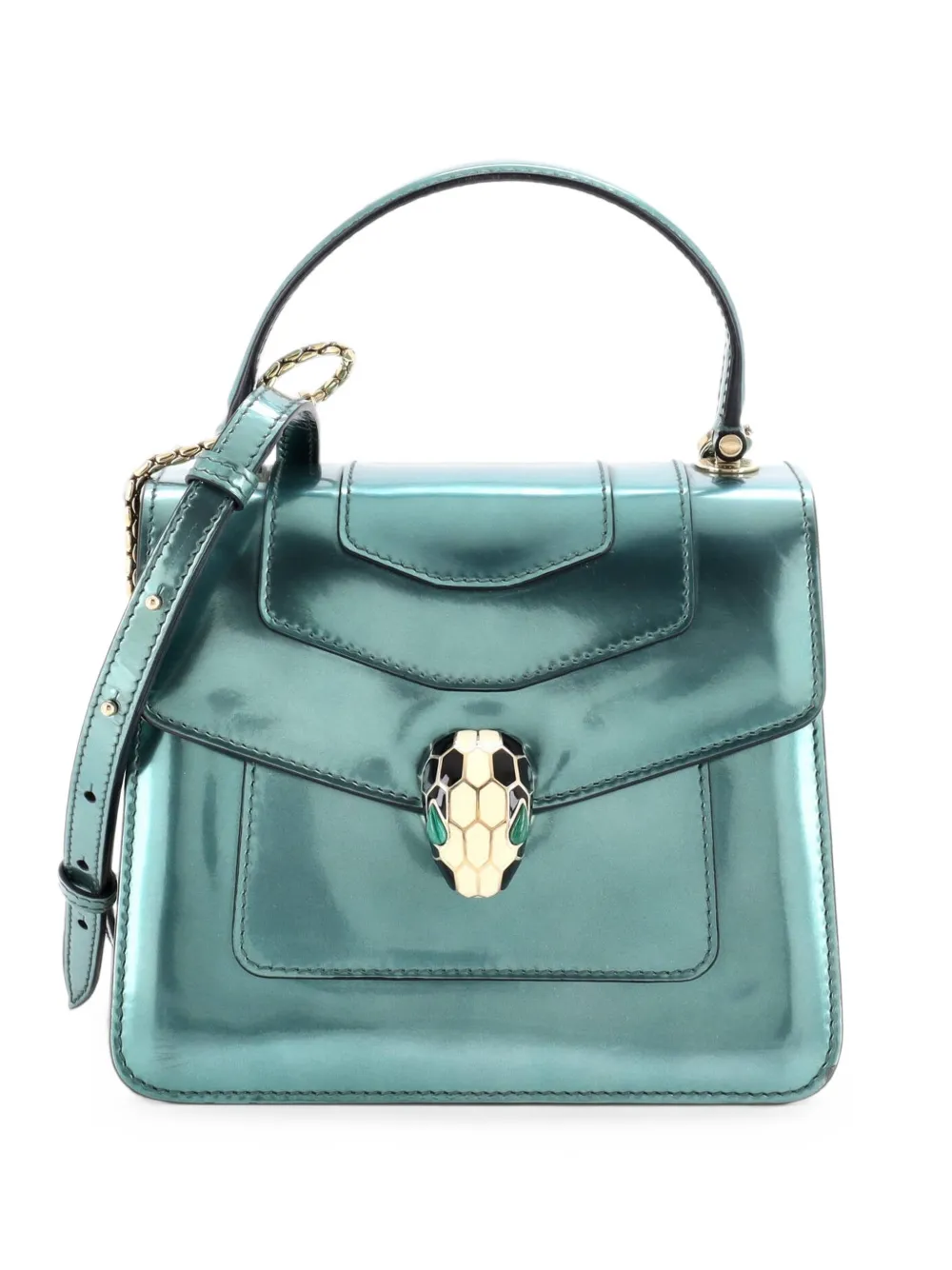 Bvlgari Pre-Owned Kleine Serpenti Handtasche aus Lackleder - Grün