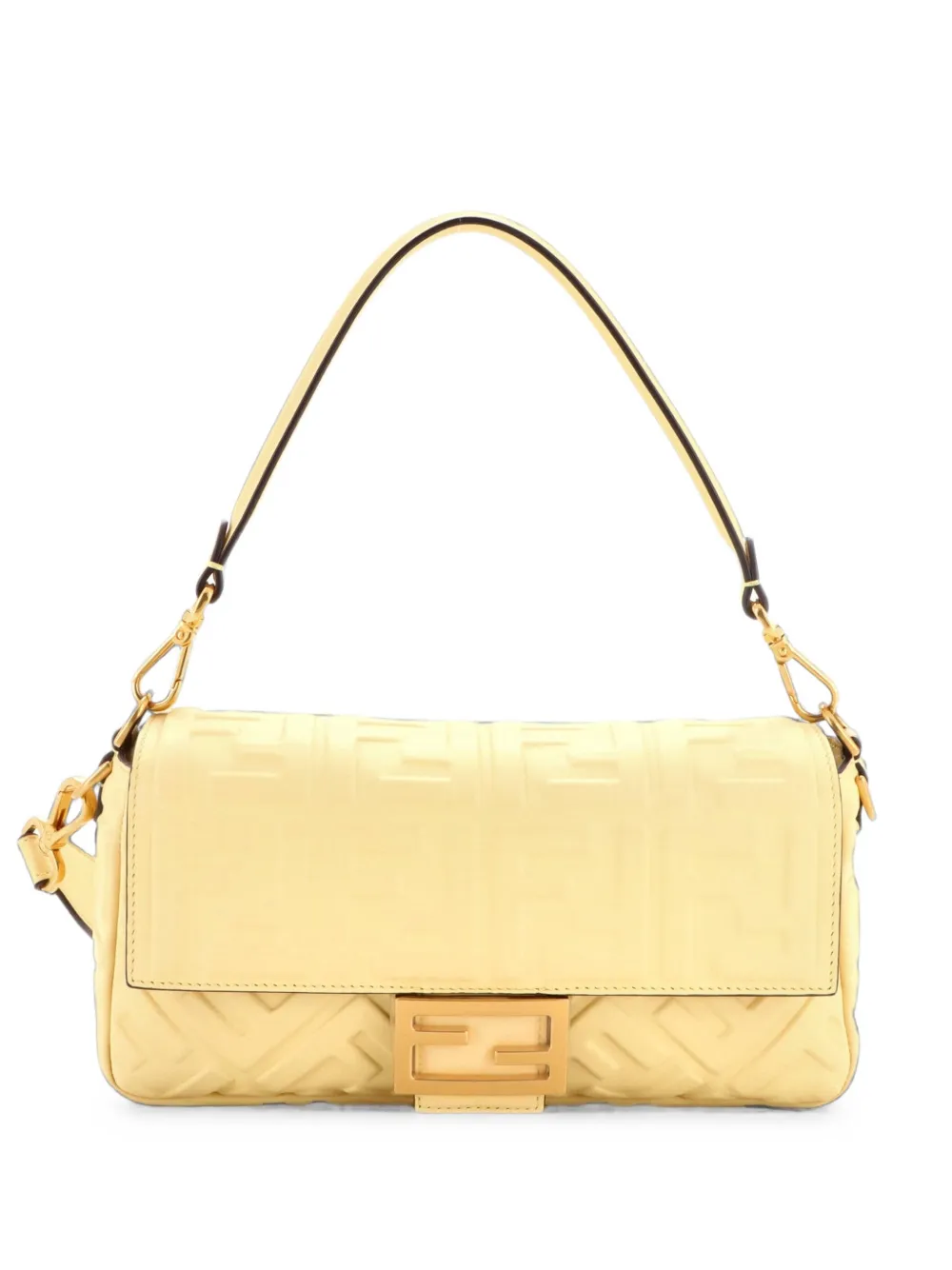 Fendi Pre-Owned Baguette NM Bag Zucca Embossed Leather Medium crossbody bag - Giallo
