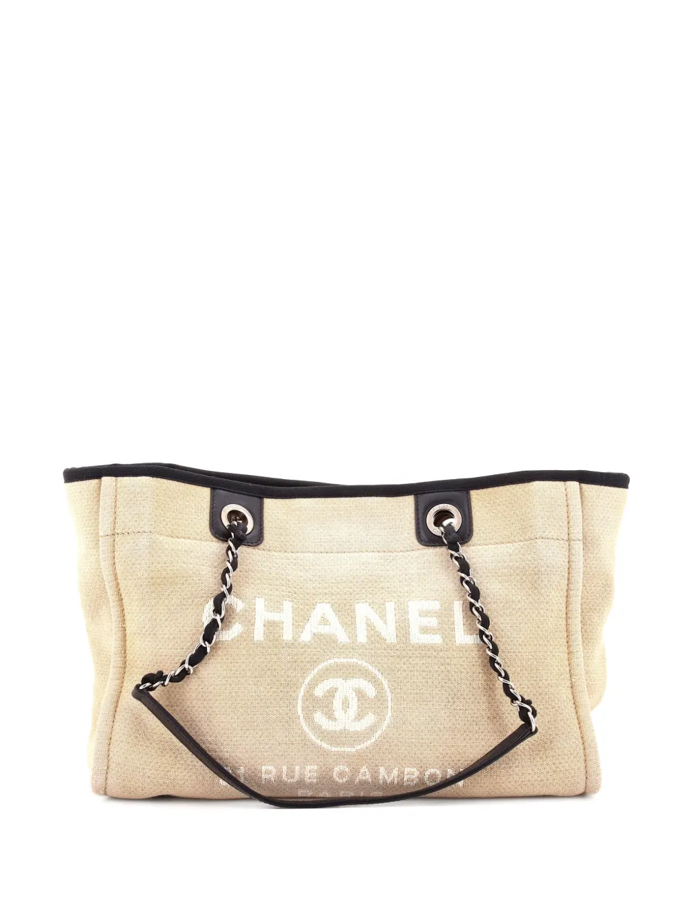 CHANEL Pre-Owned Borsa tote Deauville piccola in rafia - Toni neutri
