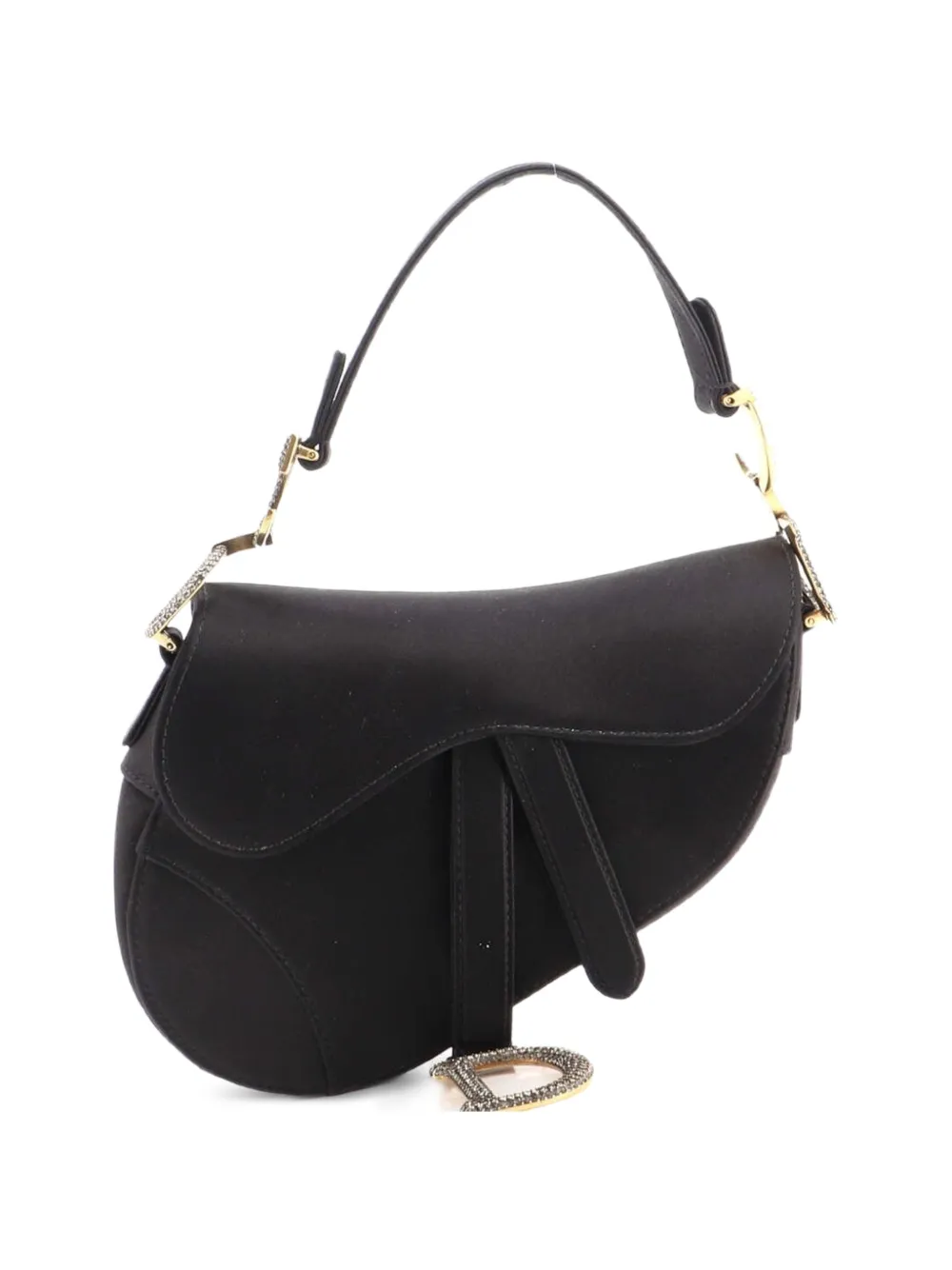 Christian Dior Pre-Owned Mini Saddle Handtasche Satin with Crystals Schultertasche - Schwarz