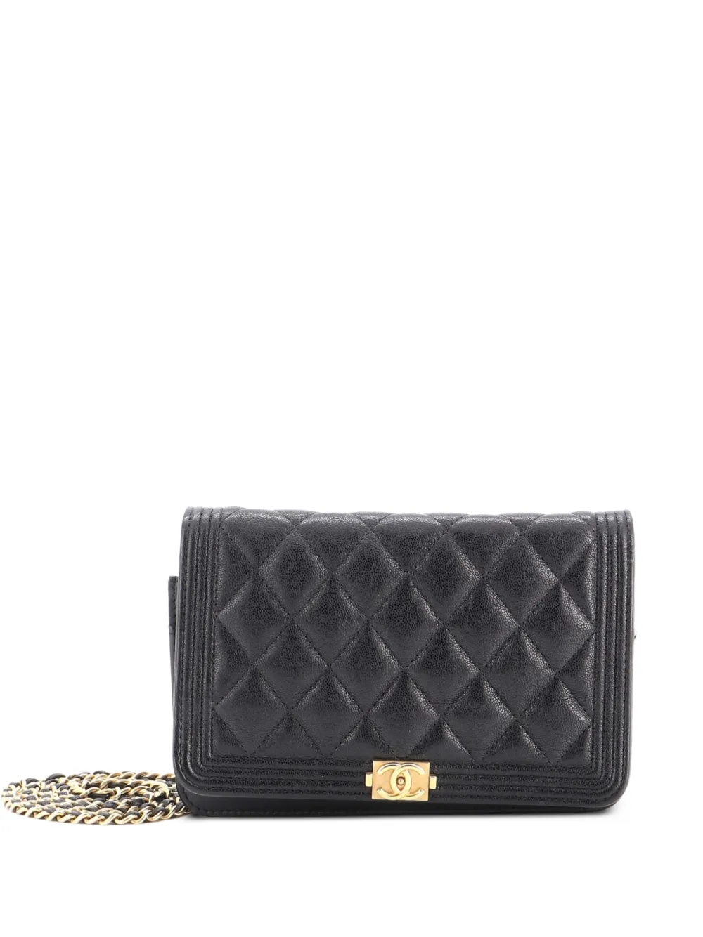 CHANEL Pre-Owned Borsa a tracolla Boy in pelle Caviar trapuntata con catena - Nero