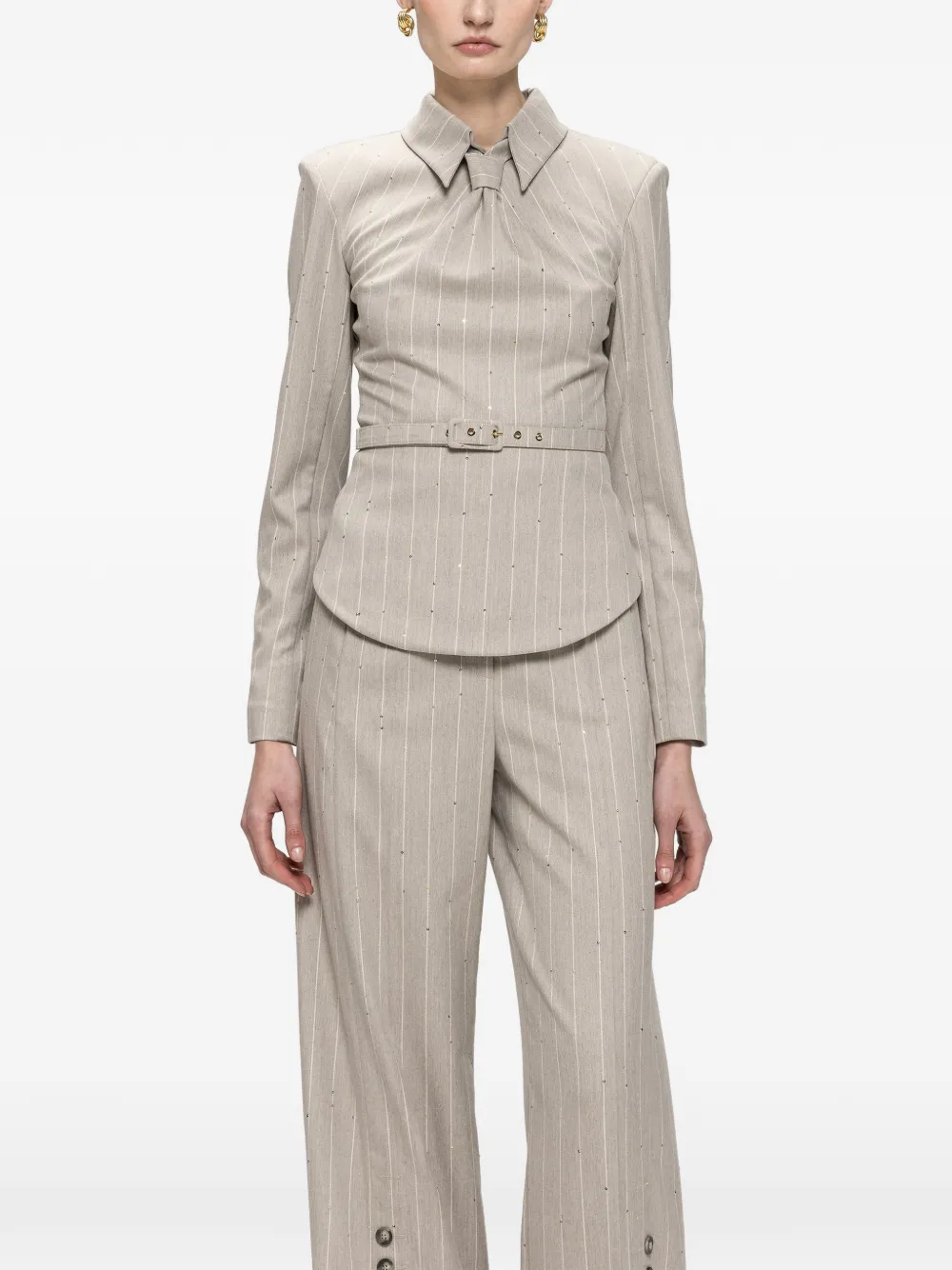 Nissa Tie-detail Tailored Top In Neutrals