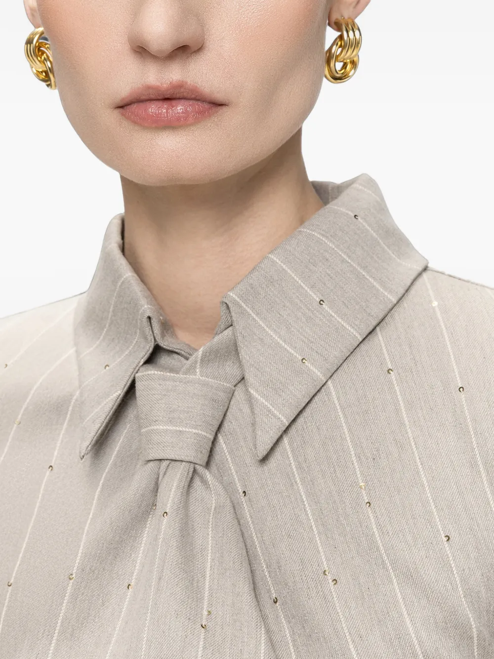 NISSA Top met strikdetail Beige