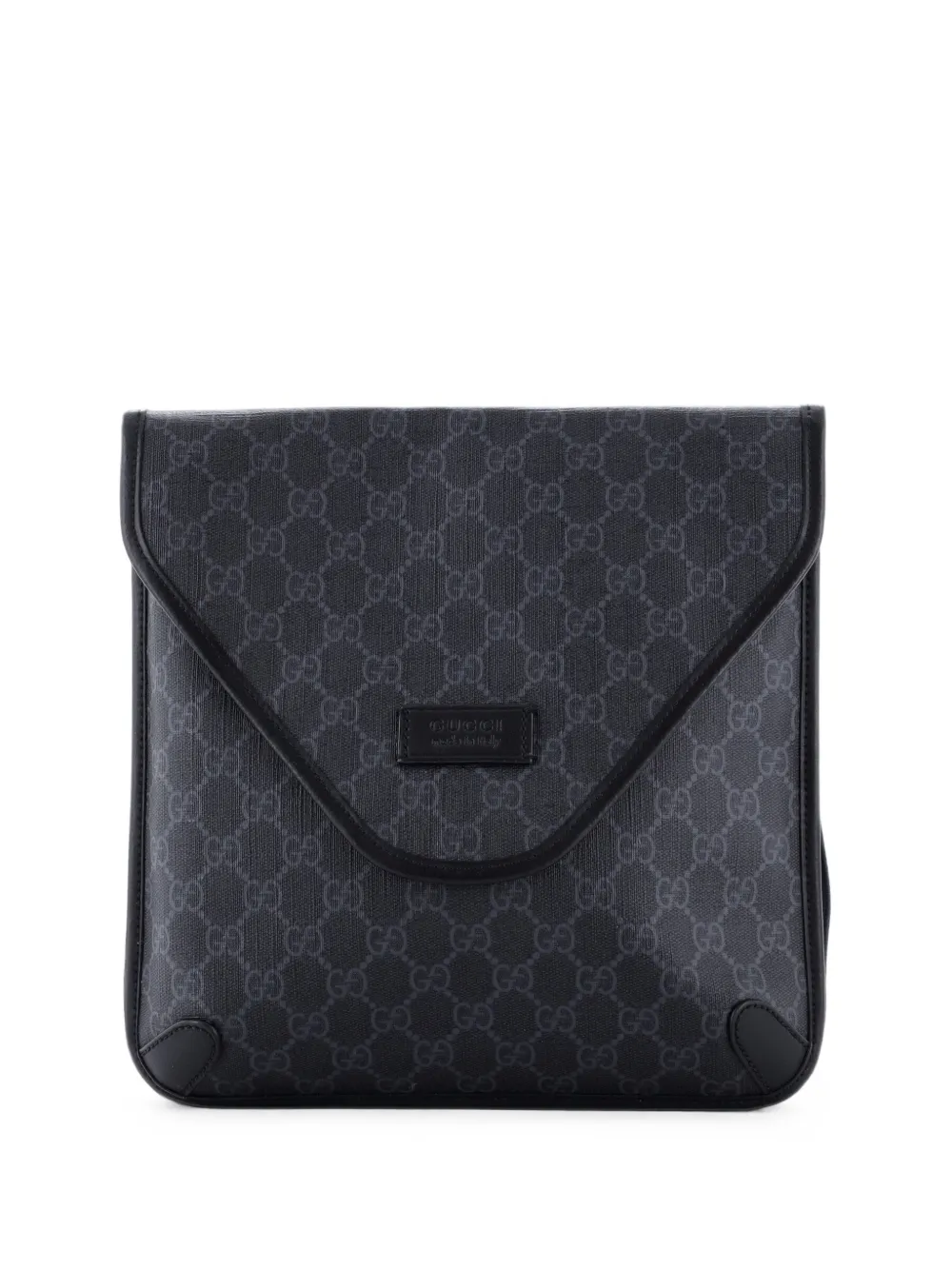 Gucci Pre-Owned Borsa a tracolla Envelope media in tela cerata GG con decorazione Web - Nero