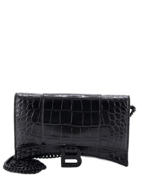 Balenciaga Pre-Owned krokodillepræget Hourglass clutch i læder med kæde
