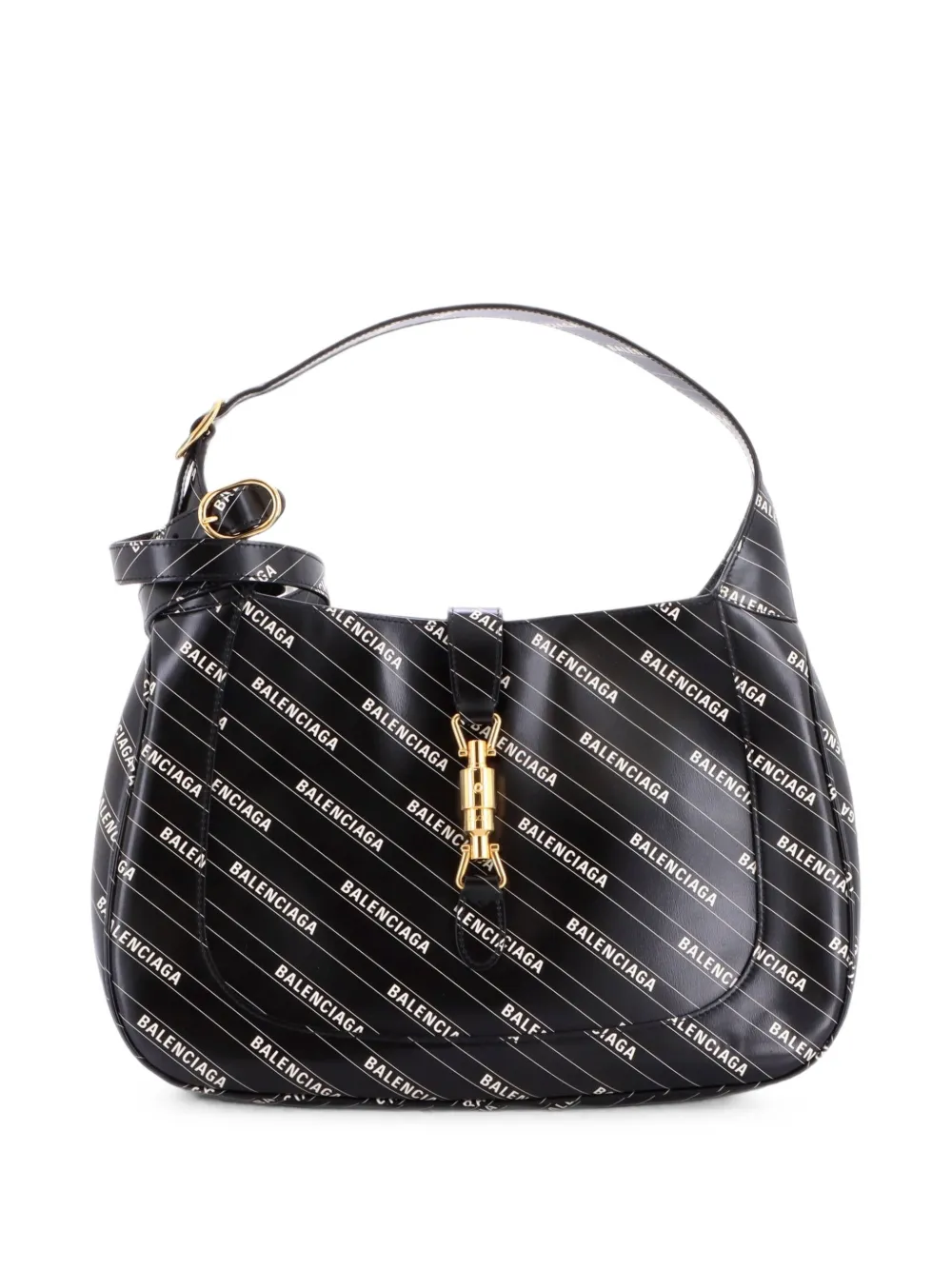 Gucci Pre-Owned x Balenciaga Borsa passepartout The Hacker Project Jackie 1961 media in pelle con stampa - Nero
