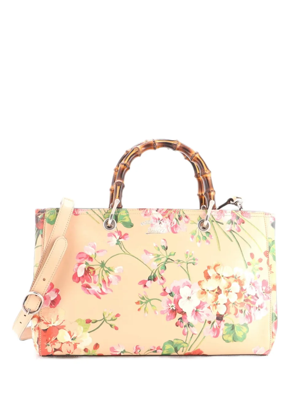 Gucci Pre-Owned Bamboo Shopper Blooms Print Leather Medium tote bag - Rosa