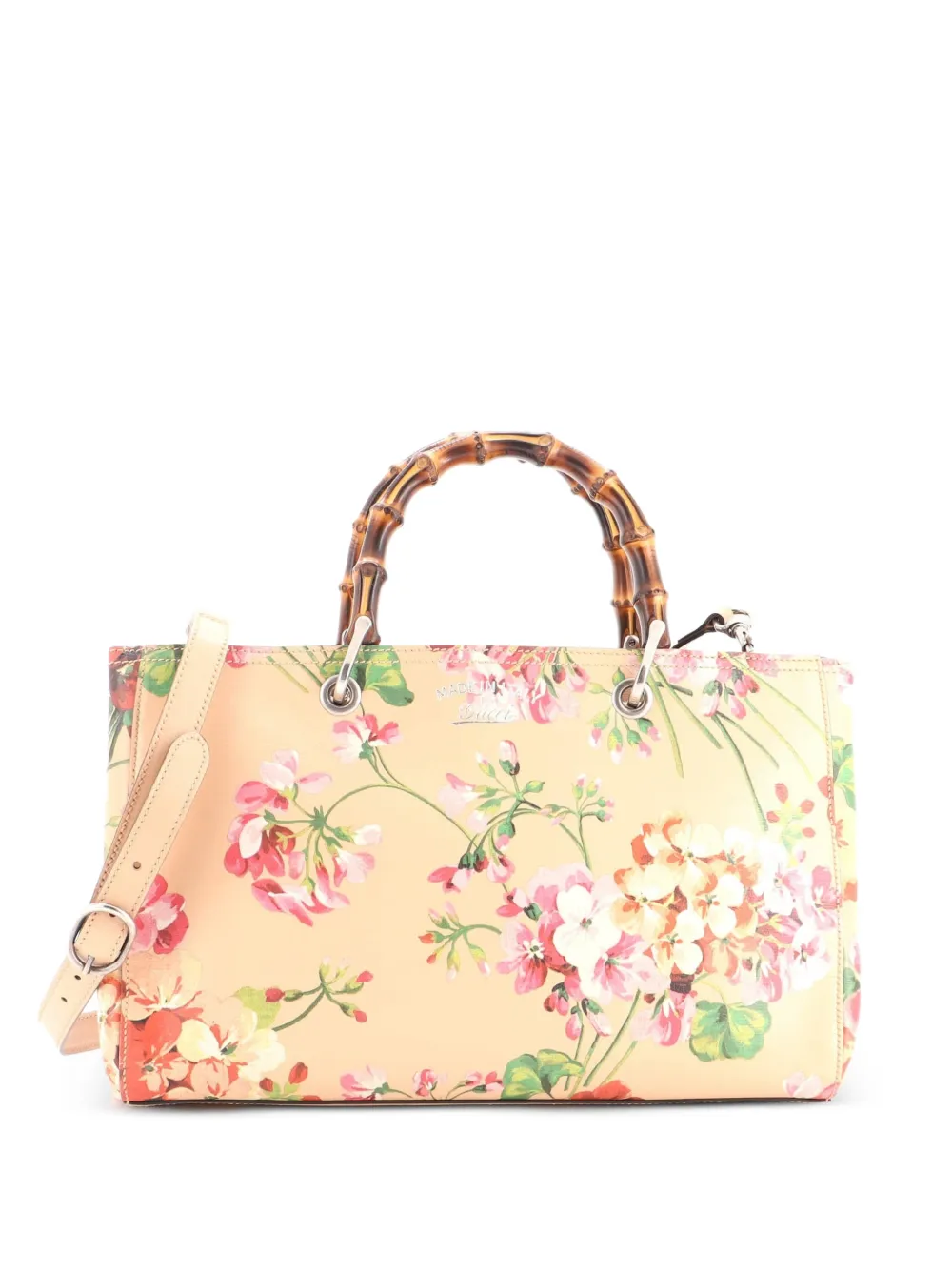 Gucci Pre-Owned Bamboo Shopper Blooms Print Leather Medium tote bag - Rosa