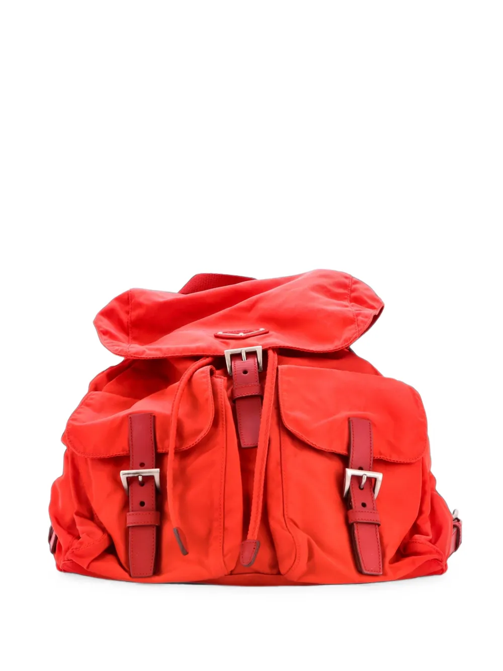 Prada Pre-Owned Double Pocket Buckle Tessuto Medium backpack - Rosso