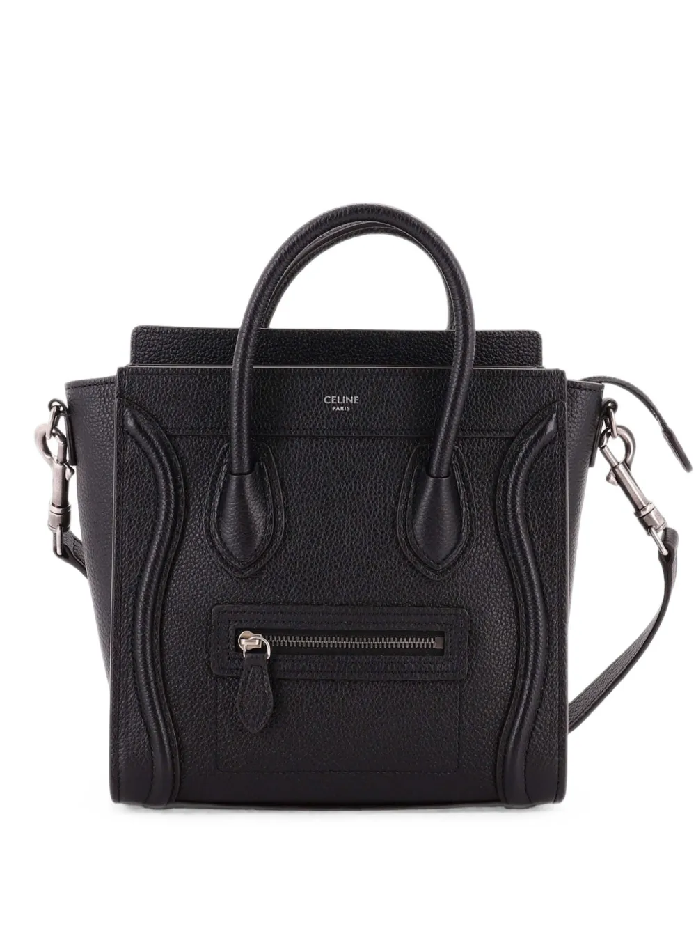 Celine Pre-Owned Luggage Bag Grainy Leather Nano crossbody bag - Nero