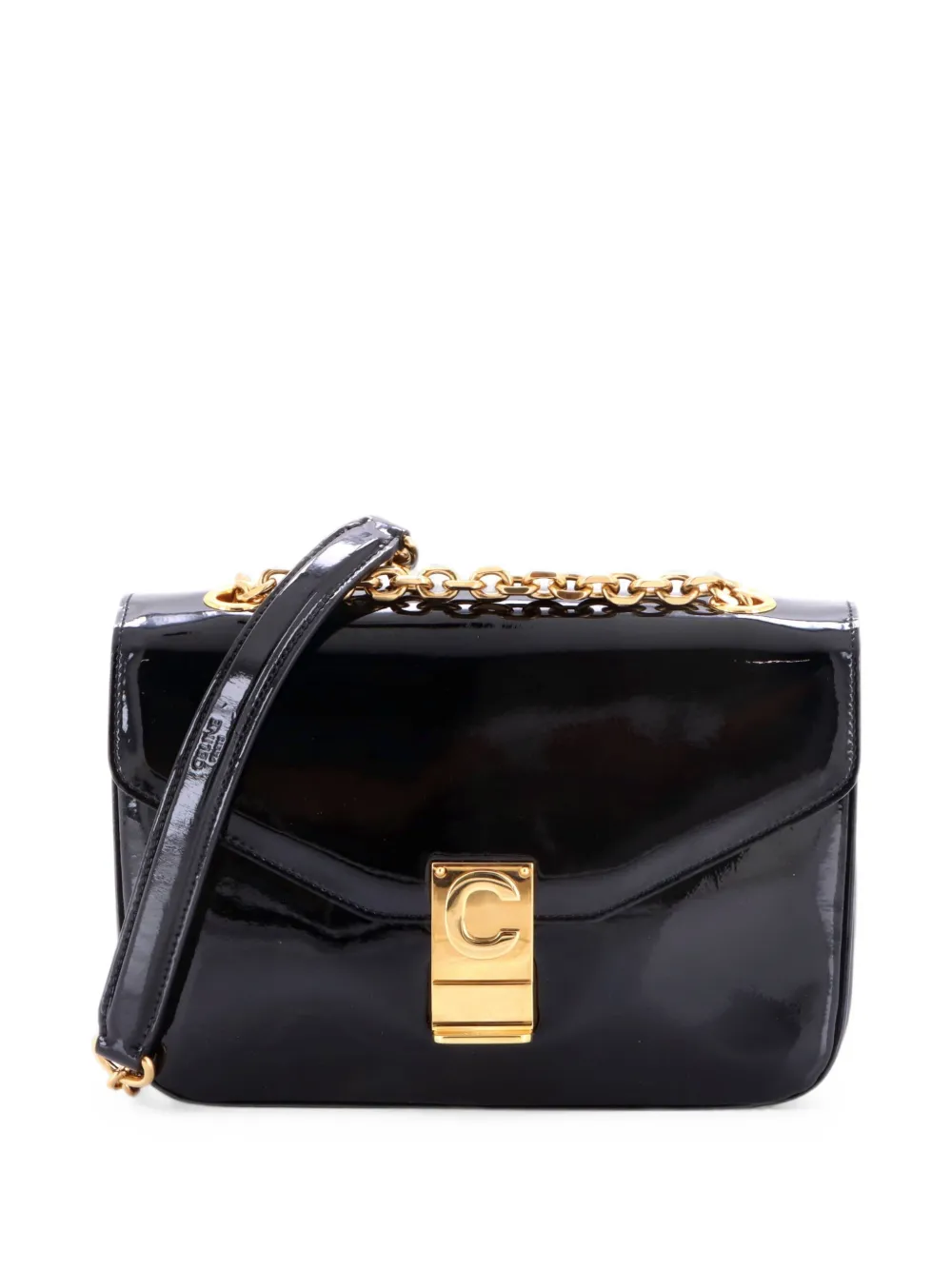 Pre-owned Celine C Bag Patent Medium Shoulder Bag In Black