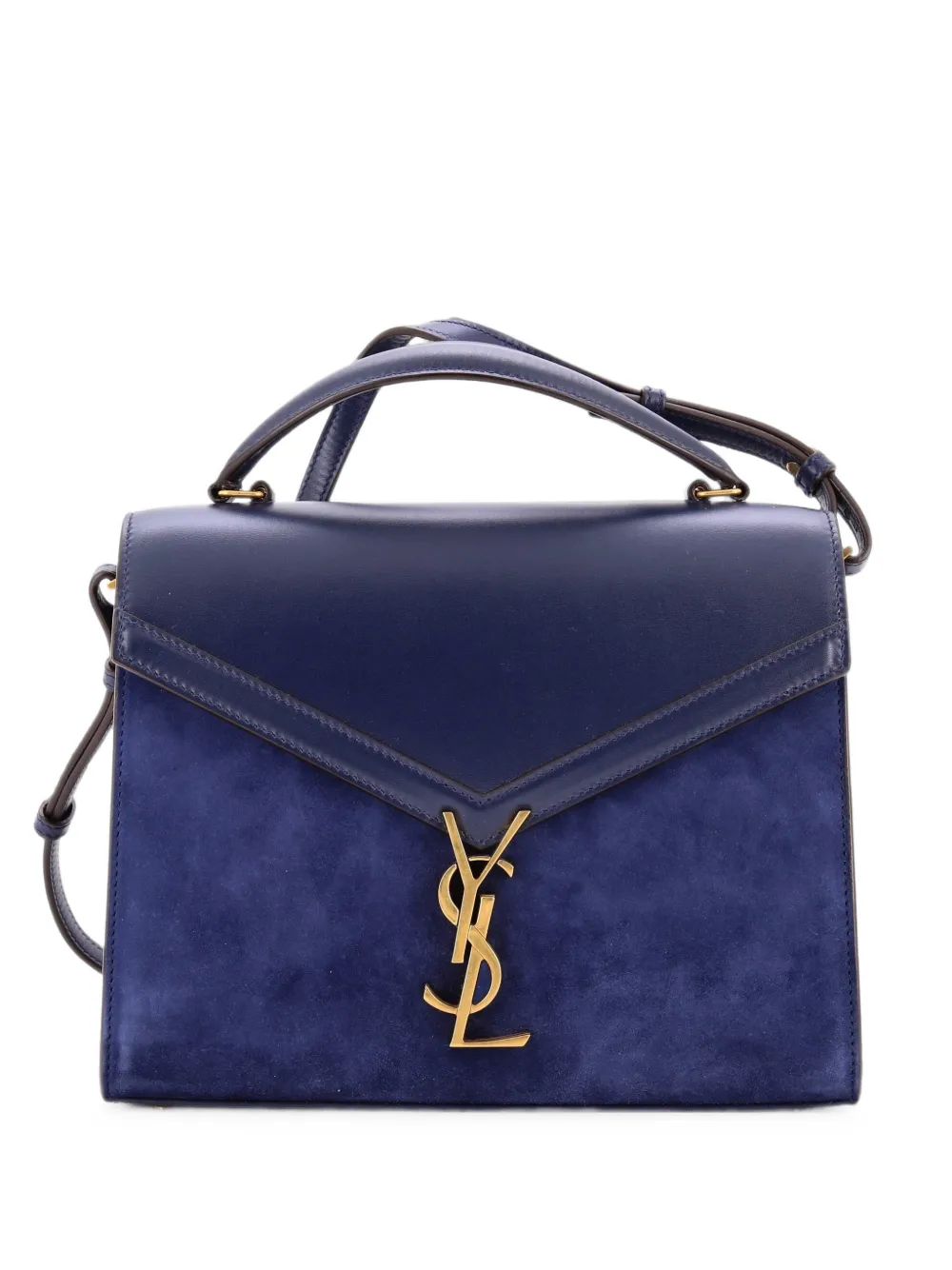 Saint Laurent Pre-Owned Cassandra Top Handle Bag Leather and Suede Medium shoulder bag - Blau