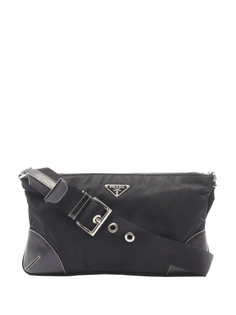 Prada Pre-Owned Borsa a tracolla in tessuto con zip 2013-2026 - Nero