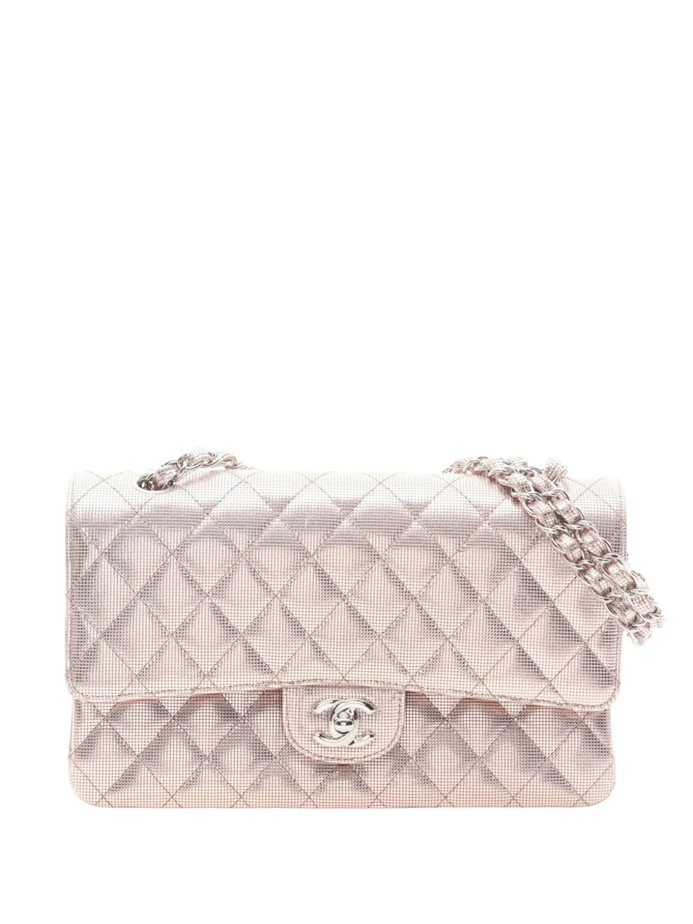 CHANEL Pre-Owned Borsa a spalla Classic Double Flap media in pelle di vitello con effetto pixel 2015-2016 - Rosa