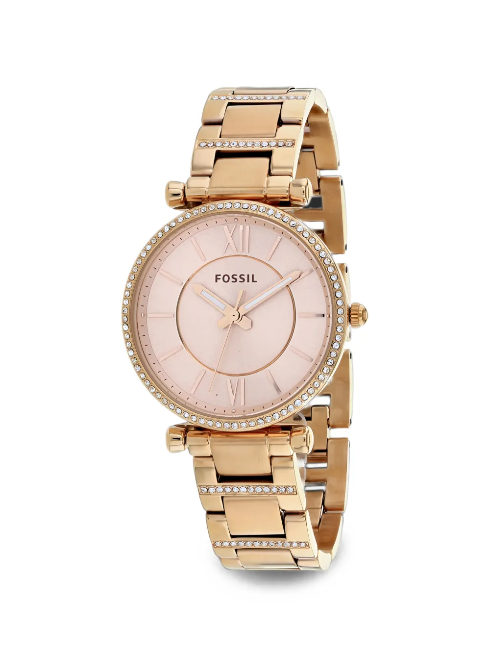 Fossil Carlie Crystal-embellished 35mm Watch In Pink