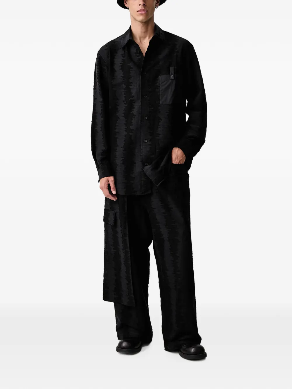Y-3 Deco Stitch overhemd met lange mouwen Zwart