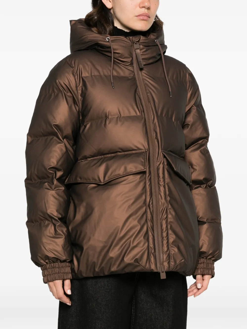 Rains Alta hooded quilted jacket Bruin