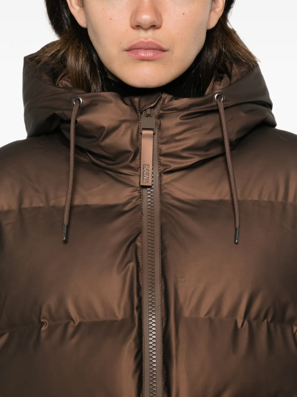 Rains Alta hooded quilted jacket Bruin