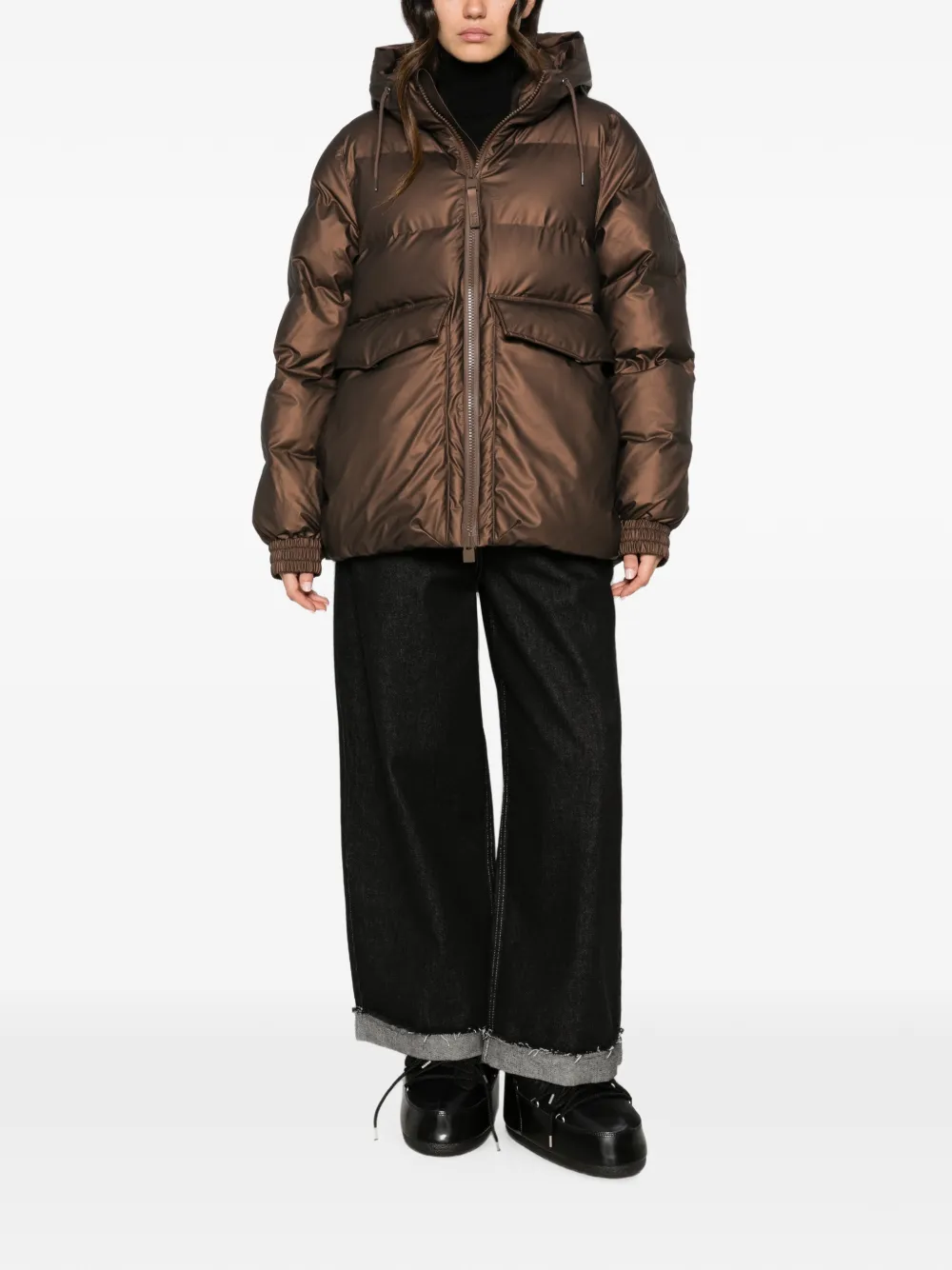 Rains Alta hooded quilted jacket Bruin