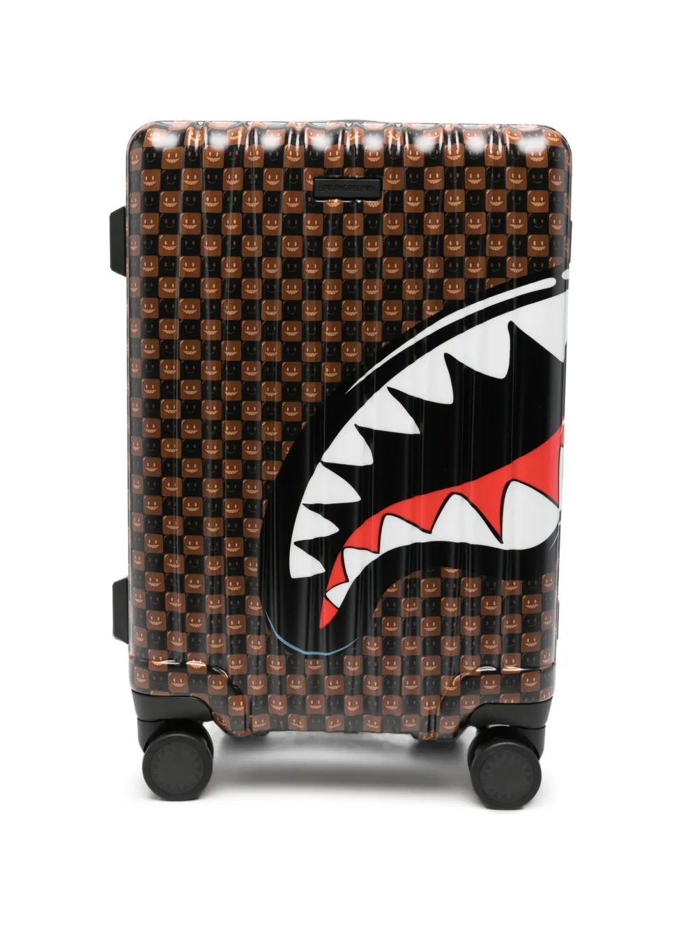 Sprayground Shark Mouth check-pattern suitcase