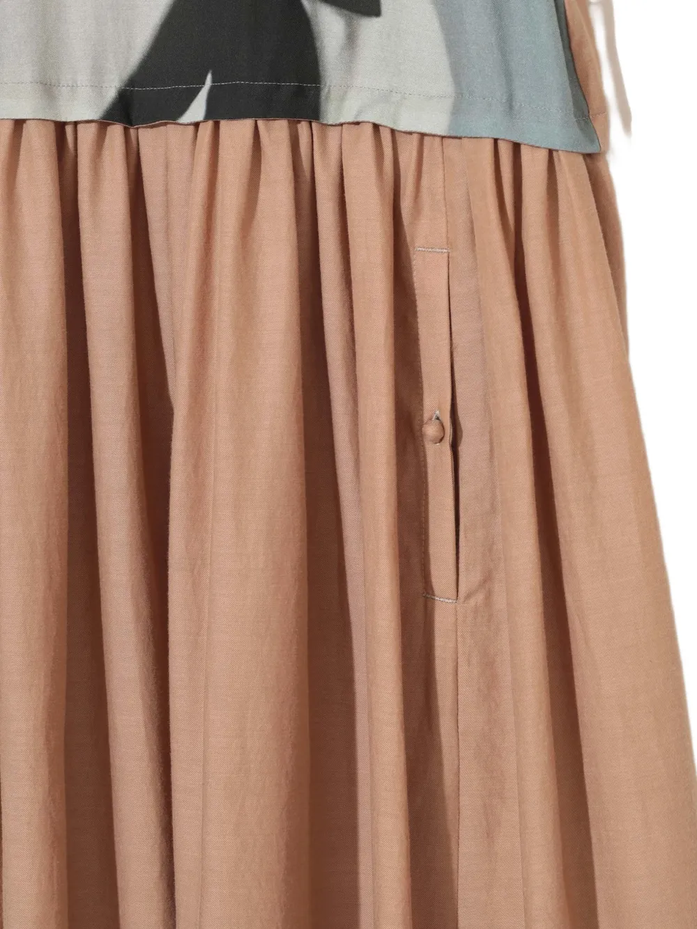 Undercover graphic-print gathered dress Beige