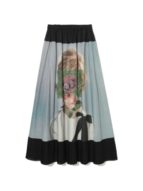 Undercover graphic-print pleated-hem skirt