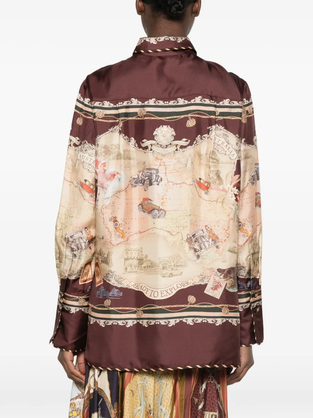 ZIMMERMANN Zijden blouse met print Bruin