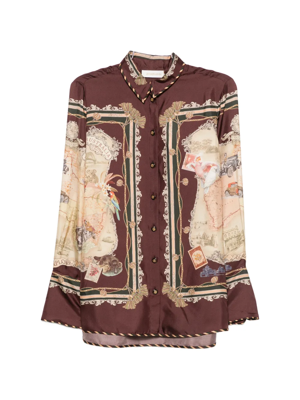 ZIMMERMANN scarf-print silk shirt - Marrone