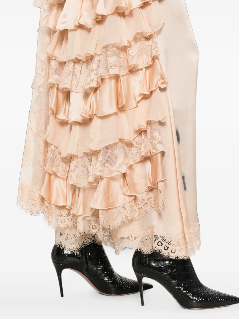 ZIMMERMANN Broek met kanten afwerking en ruches Beige