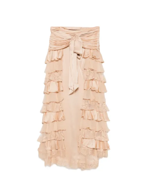 ZIMMERMANN pantalon volanté à finitions en dentelle