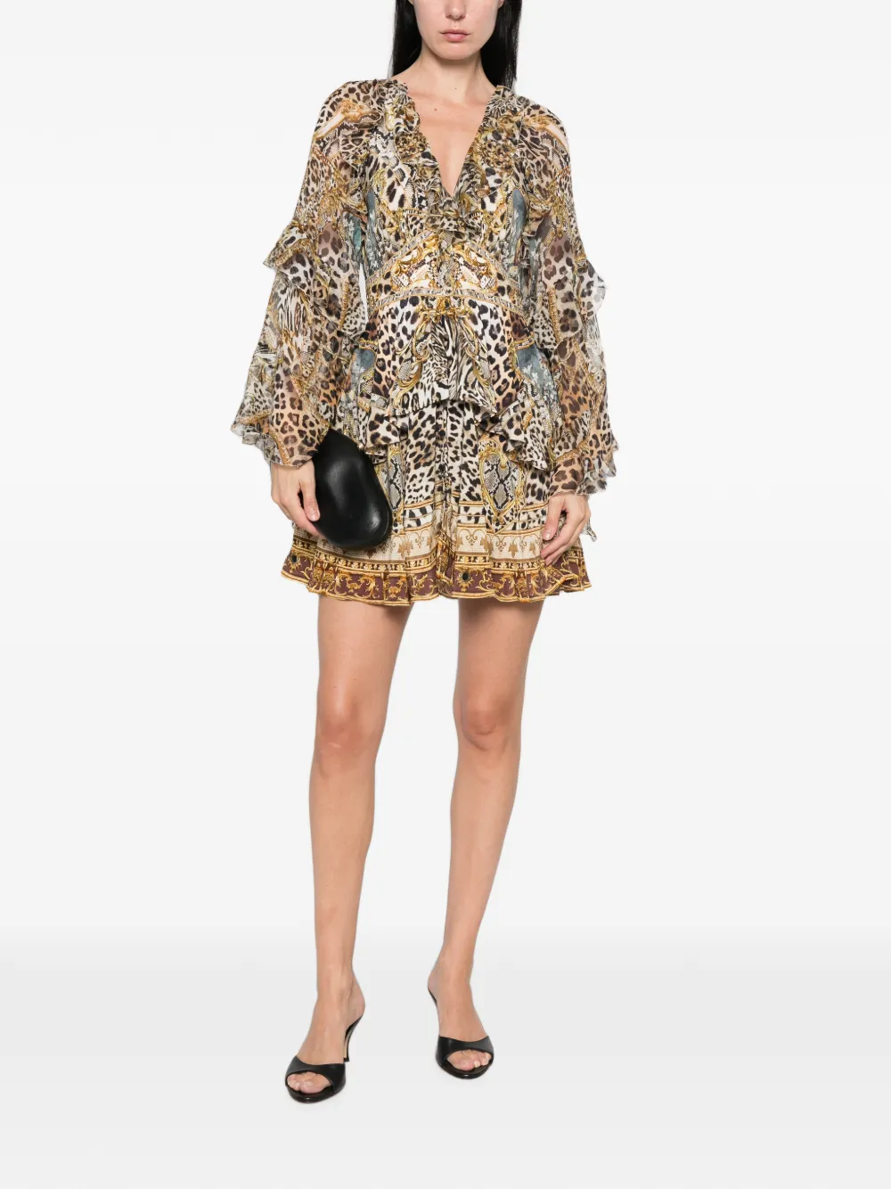 Camilla ruffled silk mini dress Bruin