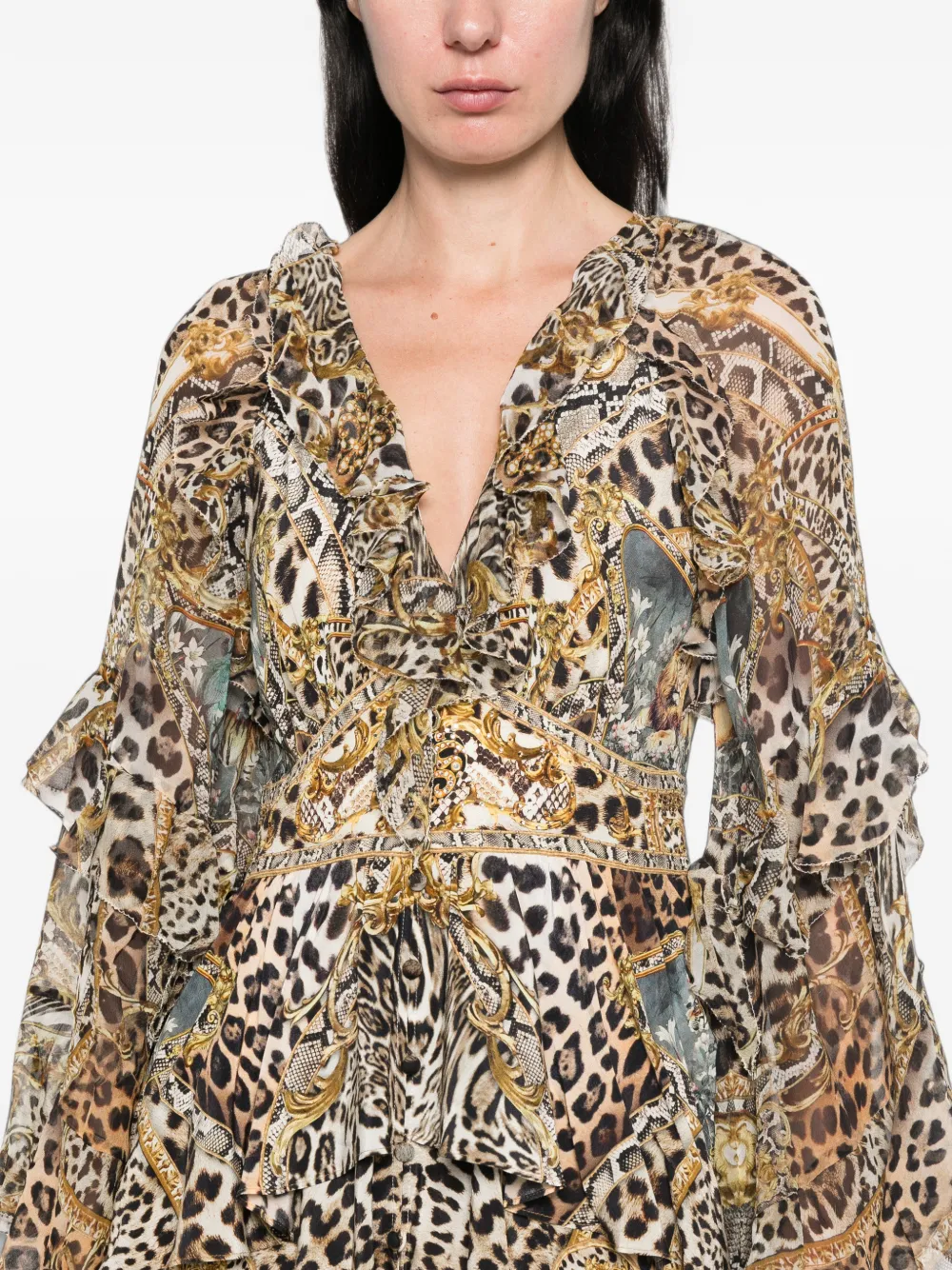 Camilla ruffled silk mini dress Bruin