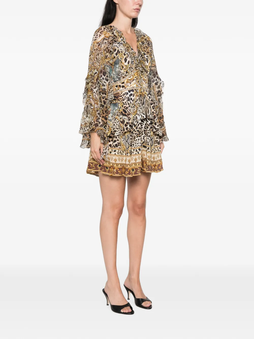 Camilla ruffled silk mini dress Bruin