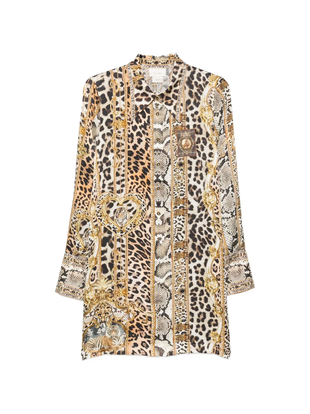 Camilla Animal-print Silk Mini Dress In Neutrals