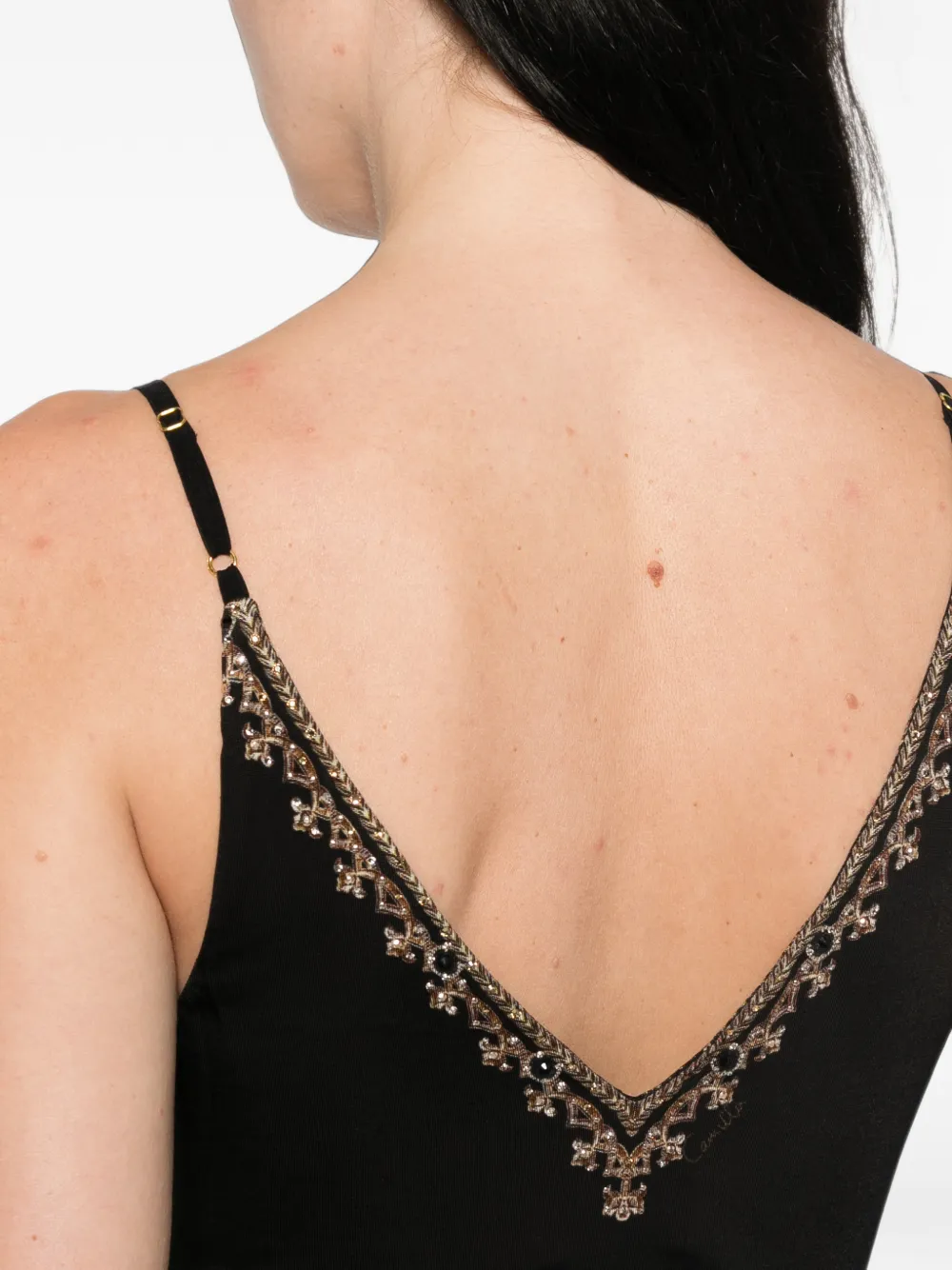 Camilla Leopard Libertine Embellished Twist-detail Midi Dress in Black, view 5
