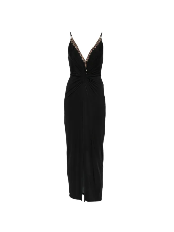 Camilla Leopard Libertine Embellished Twist-detail Midi Dress in Black