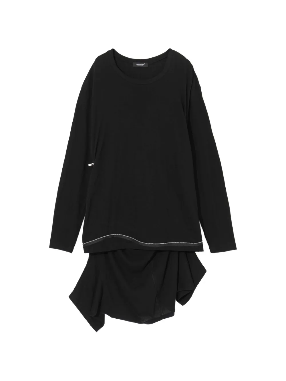 Undercover Zip-detail Asymmetric T-shirt In Black