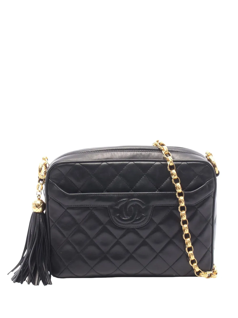 CHANEL Pre-Owned 1991-1994 Medium CC Quilted Lambskin Tassel Camera Bag crossbody bag - Nero