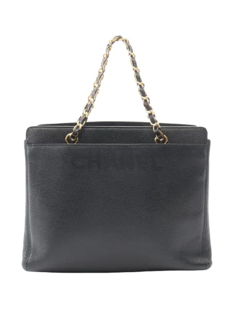 CHANEL Pre-Owned 1997-1999 Caviar Logo Chain tote bag