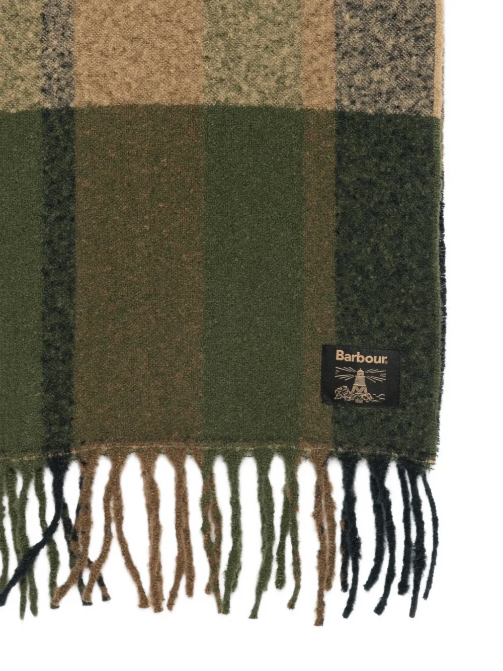Barbour Geruite sjaal met franje Groen