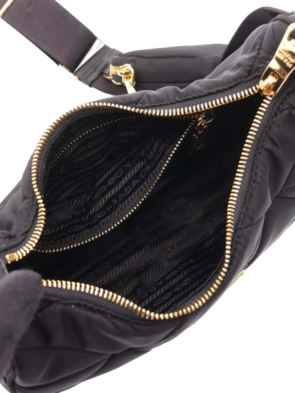 Prada Pre-Owned 2013-2026 Re-Nylon gewatteerde crossbodytas Zwart
