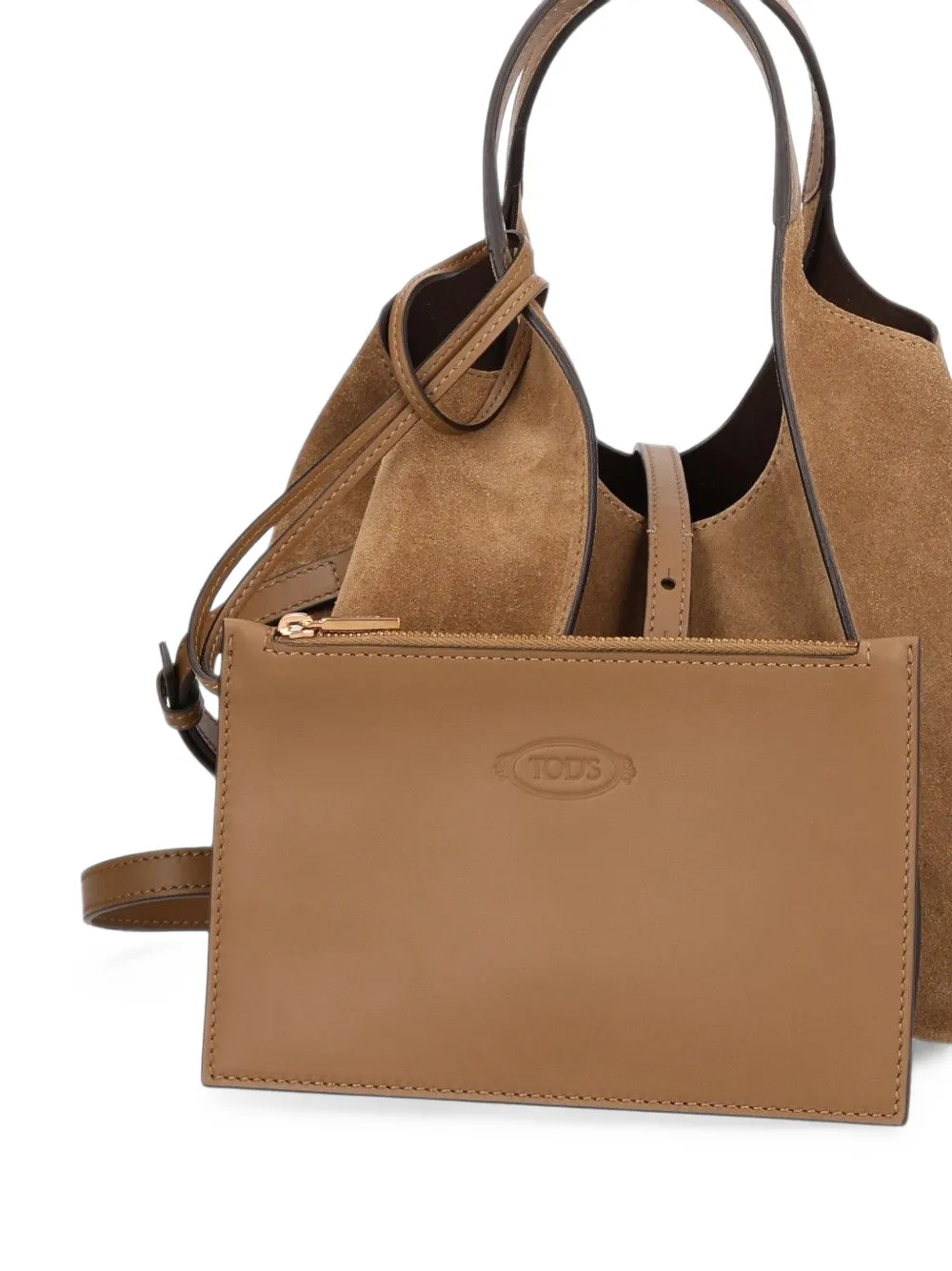 Tod's T Timeless suède schoudertas Bruin